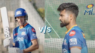 Duan Jansen vs Kumar Kartikeya challenge in the nets | Mumbai Indians